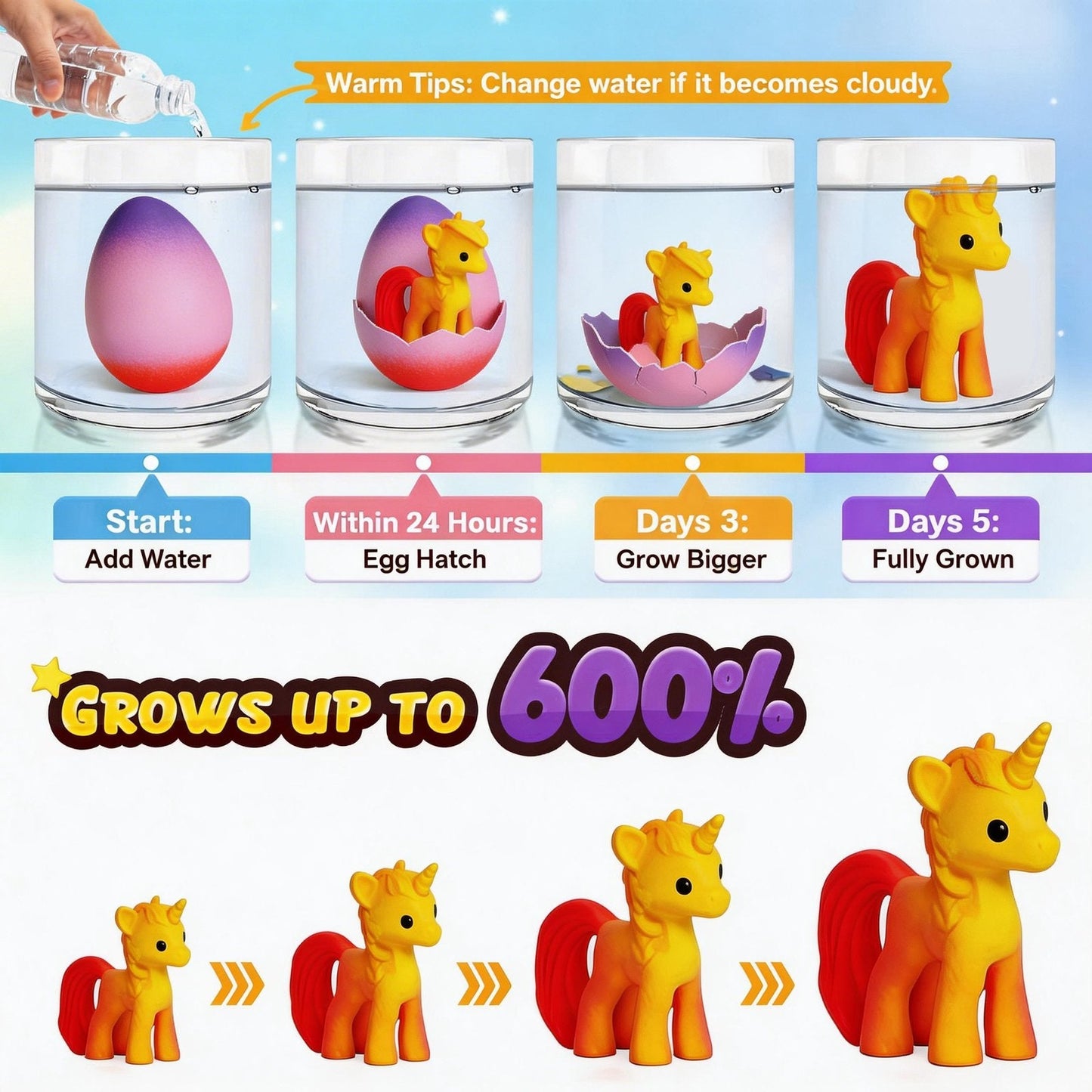🔥Easter Hot Sellers-🦄6 Pack Hatching Growing  Eggs Rainbow Colorful Eggs🥚